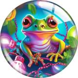 20MM frog Print glass snap button charms