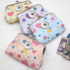 Cute Mini Clip Bag PU Stone Pattern Key Bag Children's Zero Wallet fit 20MM  Snaps button jewelry wholesale