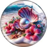 20MM Ocean shell pearls glass snap button charms