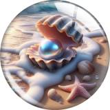 20MM Ocean shell pearls glass snap button charms