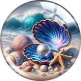 20MM Ocean shell pearls glass snap button charms