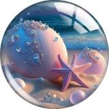 20MM Ocean shell pearls glass snap button charms