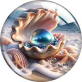 20MM Ocean shell pearls glass snap button charms