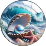20MM Ocean shell pearls glass snap button charms