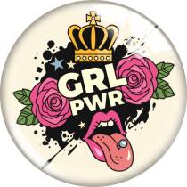 20MM girl  power glass snap button charms