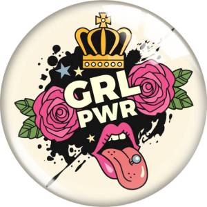 20MM girl  power glass snap button charms