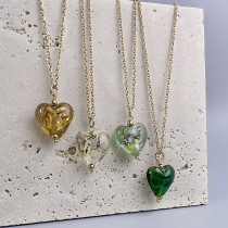 Stainless steel retro glass love necklace