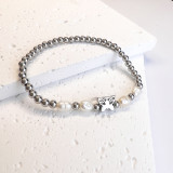 Stainless steel round bead elastic star moon love freshwater pearl bracelet