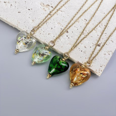 Stainless steel retro glass love necklace