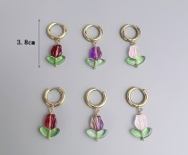 Stainless steel tricolor tulip earrings
