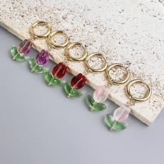 Stainless steel tricolor tulip earrings
