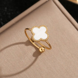 Stainless steel clover ring