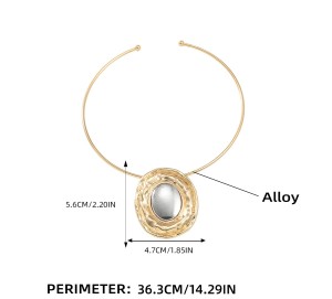 Alloy Collar Oval Metal Color Block Necklace