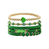 Bohemian Bracelet Set Soft Pottery Elastic Rope Bracelet Love Gold Separation Bead Jewelry