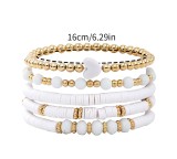 Bohemian Bracelet Set Soft Pottery Elastic Rope Bracelet Love Gold Separation Bead Jewelry