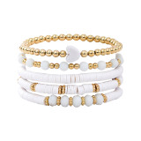 Bohemian Bracelet Set Soft Pottery Elastic Rope Bracelet Love Gold Separation Bead Jewelry