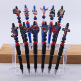 Independence Day in the United States Cartoon pattern cute Silicone Beads Colored Plastic Beads Writing Neutral Pen
