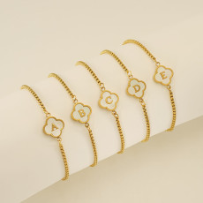 26 Stainless Steel Shell Clover Letter Bracelet