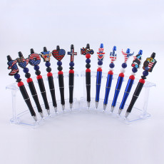 Independence Day in the United States Cartoon pattern cute Silicone Beads Colored Plastic Beads Writing Neutral Pen