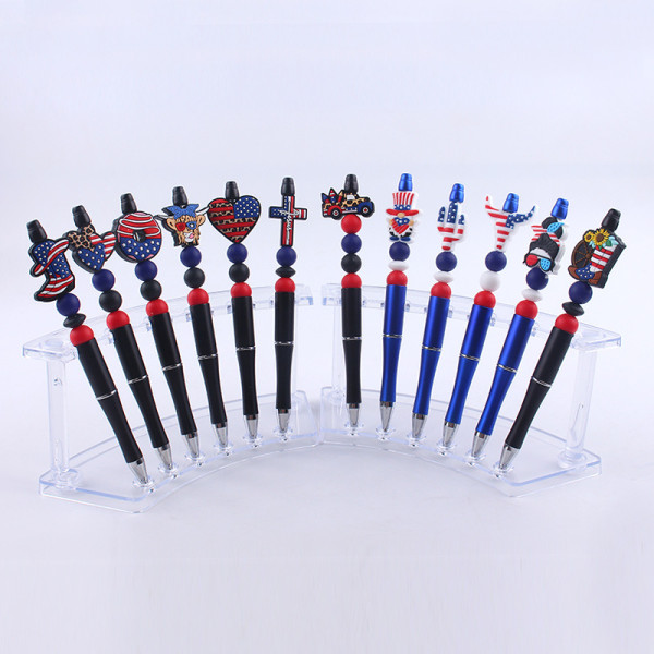 Independence Day in the United States Cartoon pattern cute Silicone Beads Colored Plastic Beads Writing Neutral Pen