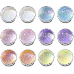 20MM Aurora Illusion Starry Sky Sparkling Powder Circular Resin snap button charms
