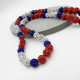 Independence Day Flag Color Matching Christmas Color Matching Baseball Necklace Hip Hop Colorful Diamond Ball Jewelry Necklace