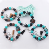 Cartoon Cowboy Keychain Handmade Beaded Pendant Bracelet Keyring