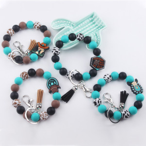 Cartoon Cowboy Keychain Handmade Beaded Pendant Bracelet Keyring