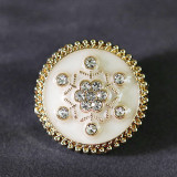 20MM Snowflake Pattern Metal Button Diamond Black and White Enamel