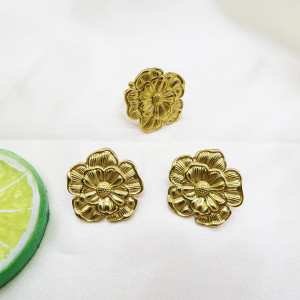 Stainless steel flower ring earring