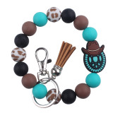 Cartoon Cowboy Keychain Handmade Beaded Pendant Bracelet Keyring