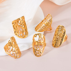 Stainless steel hollow flower ring