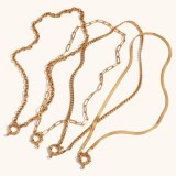 Stainless steel paperclip chain, spring buckle, pendant necklace