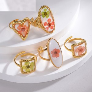 Stainless steel dried flower eternal flower love ring