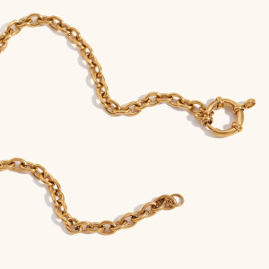 Stainless steel paperclip chain, spring buckle, pendant necklace
