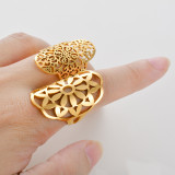 Stainless steel hollow flower ring