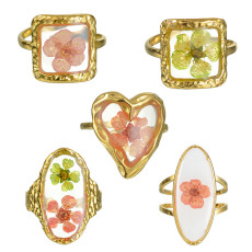 Stainless steel dried flower eternal flower love ring