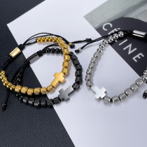 Stainless steel cross woven bracelet