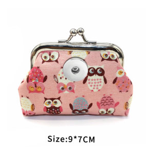 Owl Fabric Weaving Zero Wallet Small Wallet Lipstick Data Cable Storage Bag fit 20MM  Snaps button jewelry wholesale