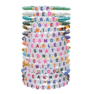 Taylor Swift Fan Colorful Soft Clay Bracelet English Name Bracelet Set