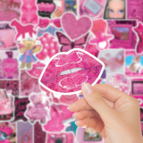50 Instagram Barbie Pink Cartoon Notebooks, Luggage, Skateboard, Water Cup Decoration, Graffiti Waterproof Stickers