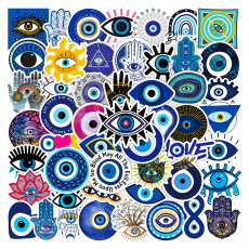 50 evil eye stickers, water cup creative PVC graffiti waterproof stickers