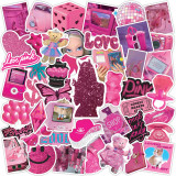 50 Instagram Barbie Pink Cartoon Notebooks, Luggage, Skateboard, Water Cup Decoration, Graffiti Waterproof Stickers