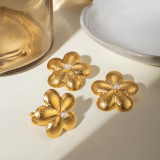 Stainless steel flower ring and earring set