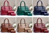 Large capacity single shoulder crossbody handbag embossed glossy leather three piece set