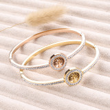 Stainless steel studded life tree bracelet
