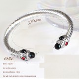 Stainless Steel Colorful Diamond Open Twisted Wire Bracelet