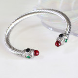 Stainless Steel Colorful Diamond Open Twisted Wire Bracelet