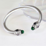 Stainless Steel Colorful Diamond Open Twisted Wire Bracelet