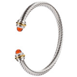 Stainless Steel Colorful Diamond Open Twisted Wire Bracelet